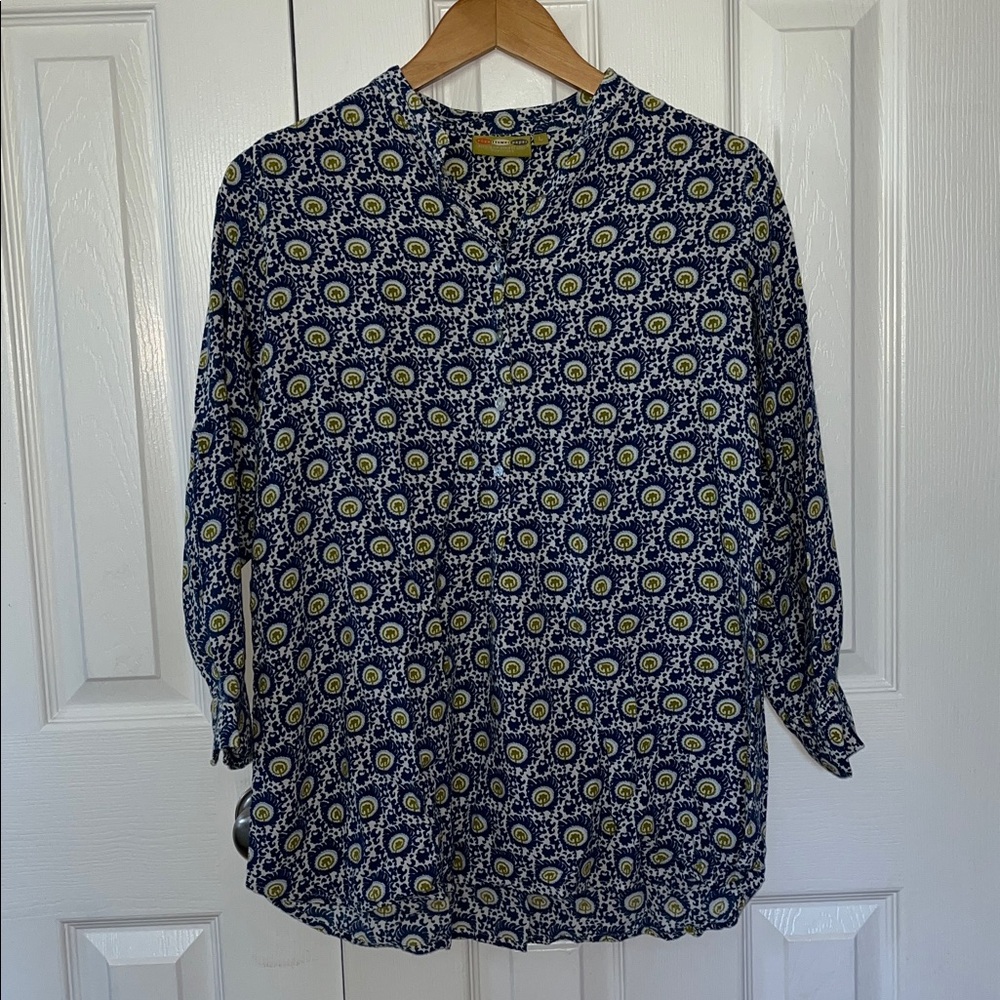 Rock flower paper rayon tunic top size L